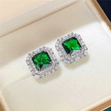 Boucles d'oreilles en zircon et émeraude