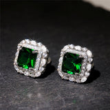 Boucles d'oreilles en zircon et émeraude
