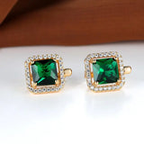 Boucles d'oreilles en zircone carré vert doré | Or