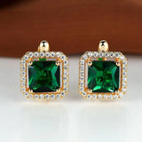 Boucles d'oreilles en zircone cubique vert doré | Or