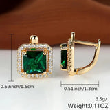 Boucles d'oreilles en zircone cubique vert doré | Or