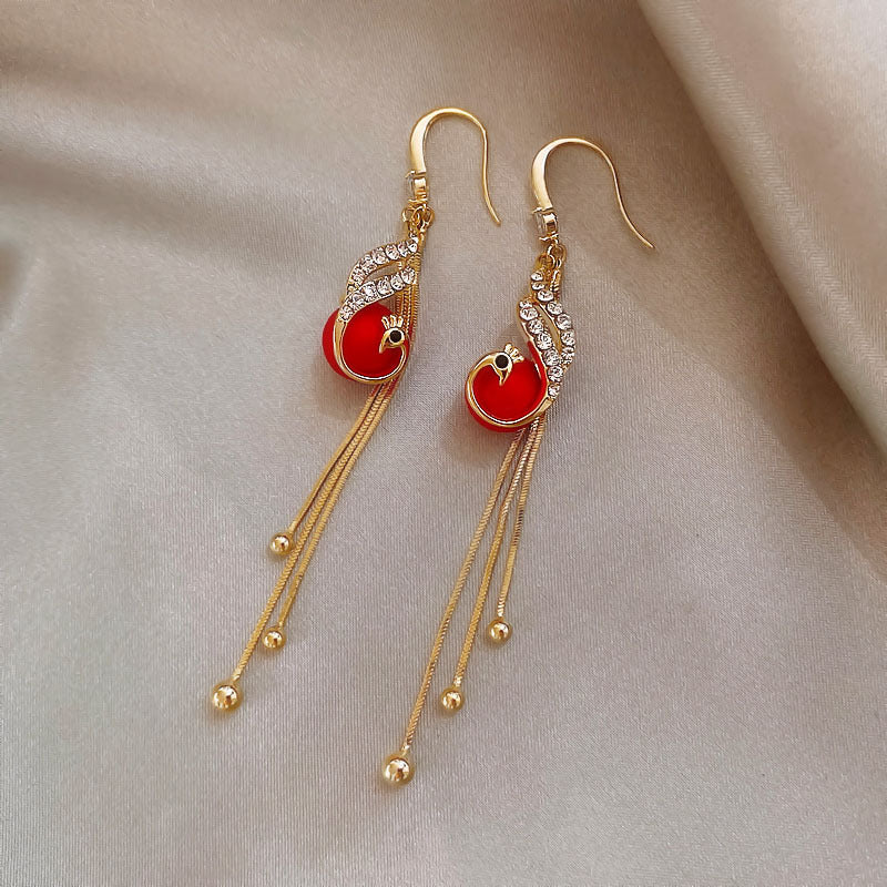 Boucles d'oreilles festives avec des marguerites bleues | Or