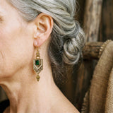 Boucles d'oreilles géométriques rétro en or et vert