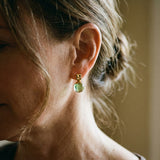 Boucles d'oreilles vintage avec cristal vert en or