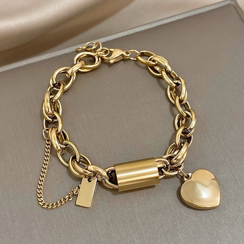 Bracelet Chaîne Épaisse Revitalisante | Or Blanc