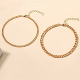 Bracelet Cheville en Maillons Cubains Superposés | Or