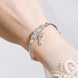 Bracelet ajustable avec médaille à trois feuilles | Argent