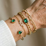 Bracelet avec des cristaux verts | Or