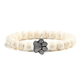 Bracelet avec perles en forme de pattes, motif en pierre naturelle | Or