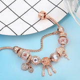 Bracelet capteur de rêves rose avec pendentifs | Argent