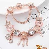 Bracelet capteur de rêves rose avec pendentifs | Argent