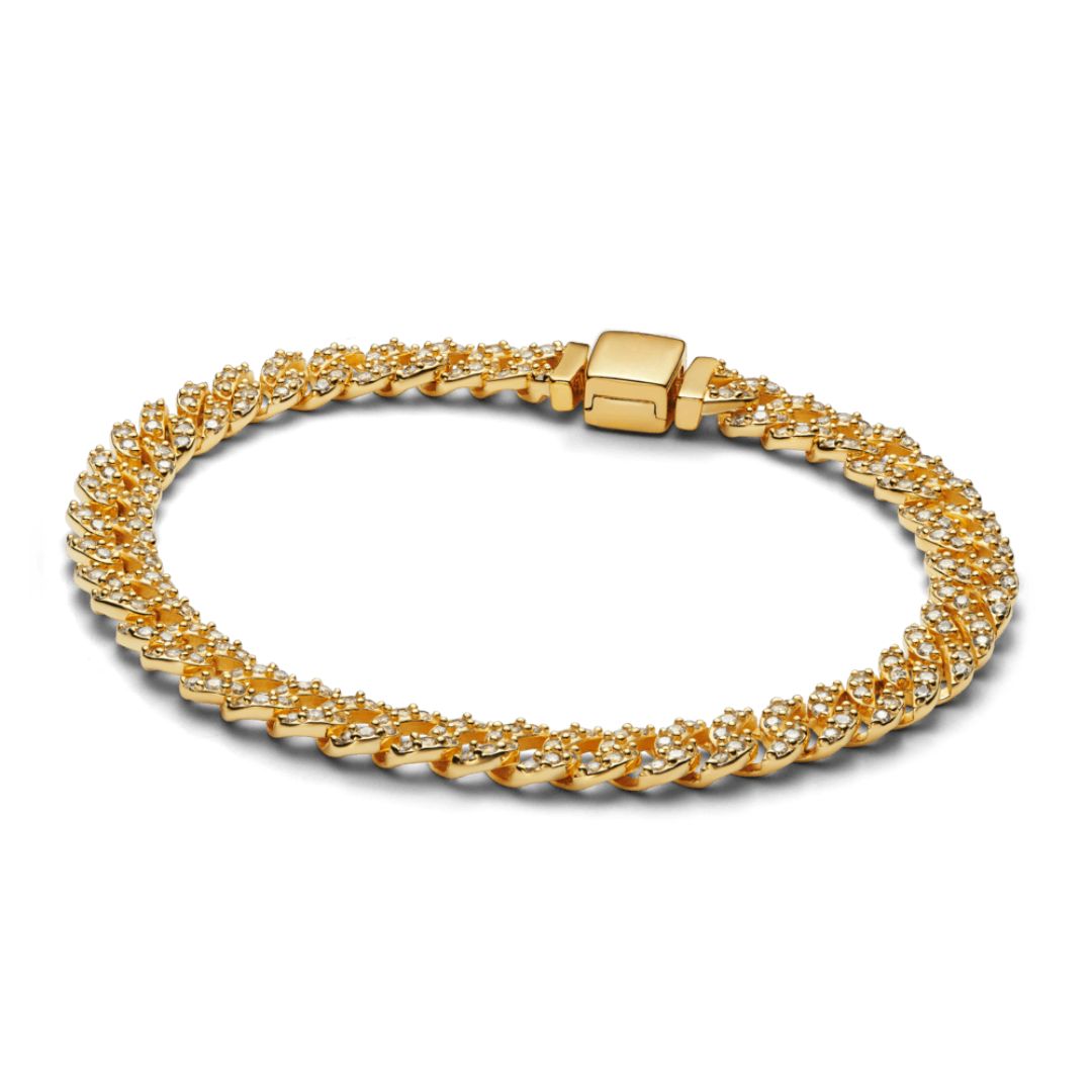 Bracelet cubain large en or
