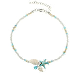 Bracelet de cheville avec étoiles et coquillage en pierres naturelles