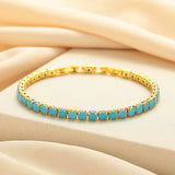 Bracelet de tennis rond turquoise | Or