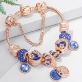 Bracelet en Or Rose et Cristal Bleu