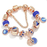 Bracelet en Or Rose et Cristal Bleu