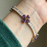 Bracelet en améthyste et trèfle | Or