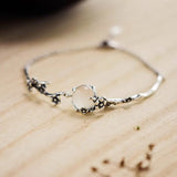 Bracelet rétro avec branche de fleur | Argent