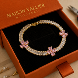 Bracelet en cœur avec améthyste et trèfle | Or