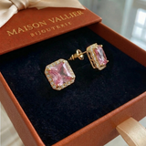 Clous d'oreilles en saphir rose pavé | Or