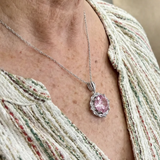 Collier Auréole Lotus Rose | Or Blanc