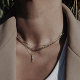 Collier Chaîne à Maillons Plat | Or Blanc