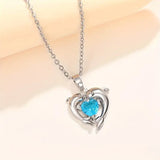 Collier Cœur Océan Jumeaux | Or Blanc