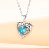 Collier Cœur Océan Jumeaux | Or Blanc