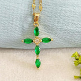 Collier Croix Émeraude | Or