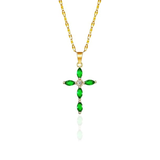Collier Croix Émeraude | Or