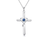 Collier Croix Saphir | Or Blanc