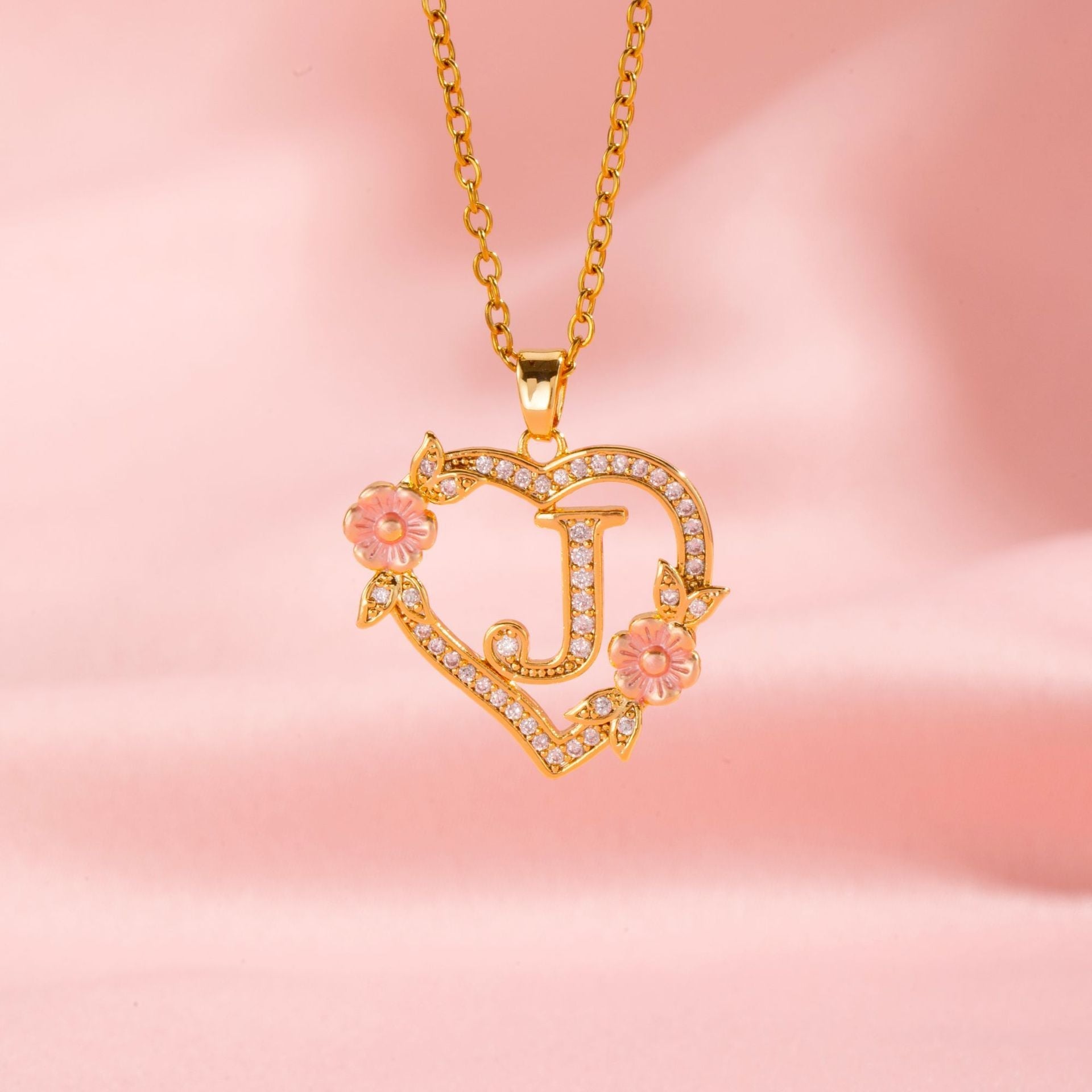 Collier Initiale Charme Floral | Or