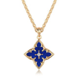 Collier Pendentif Trèfle Bleu | Or