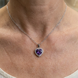 Collier Radiance Coeur Améthyste | Or Blanc