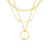 Collier à trois rangées en cercle ouvert | Or blanc