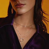 Collier à trois rangées en cercle ouvert | Or blanc