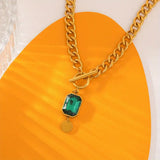 Collier avec Grande Chaîne et Pendentif Émeraude | Or
