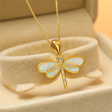 Collier avec libellule en or et opale
