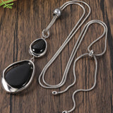 Collier avec pendentif rétro et pierre noire | Or