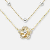 Collier de fleurs avec perles doubles | Or