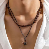 Collier de luxe pour hommes avec des perles en turquoise en œil de tigre | Or
