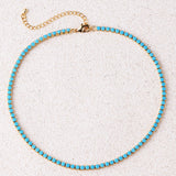 Collier de tennis rond turquoise | Or