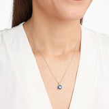 Collier en Saphir Taillé Rond | Or Blanc