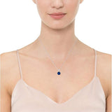 Collier en Saphir Taillé Rond | Or Blanc