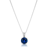 Collier en Saphir Taillé Rond | Or Blanc