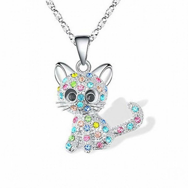 Collier avec des chatons et des zircones colorés | Argent