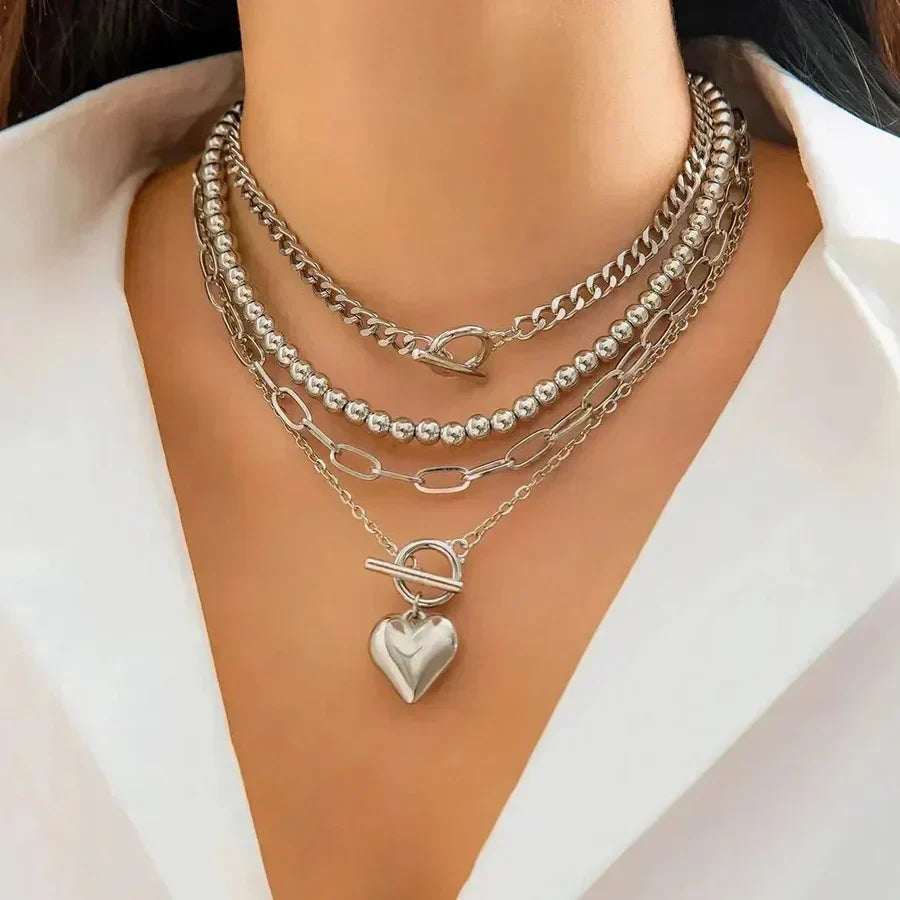 Collier en couches en forme de cœur