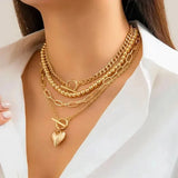 Collier en couches en forme de cœur
