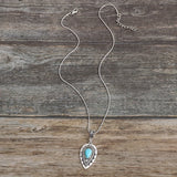 Collier en goutte d'eau turquoise Arlisse | Or blanc