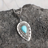 Collier en goutte d'eau turquoise Arlisse | Or blanc